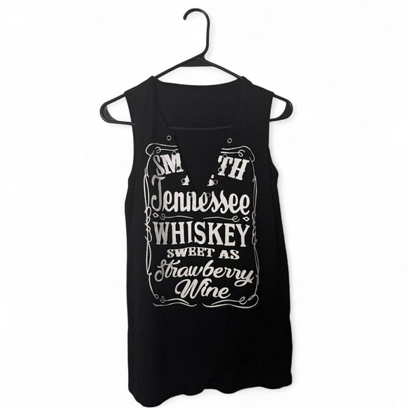 Tops - Tennessee Whiskey Strawberry Wine Black Graphic Tank Top Small